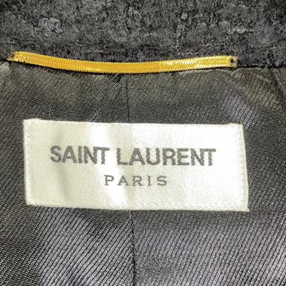 SAINT LAURENT PARIS サンローランパリ 581137 Y7D30 ブラック ウール ツイード ダブルブレスト ピーコート コート