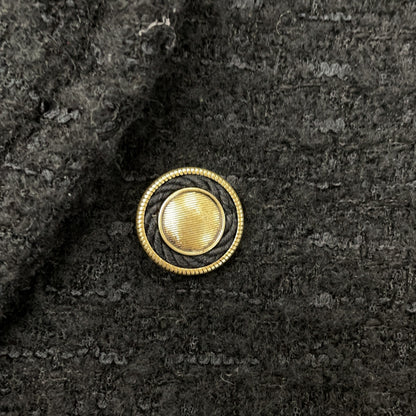 SAINT LAURENT PARIS サンローランパリ 581137 Y7D30 ブラック ウール ツイード ダブルブレスト ピーコート コート