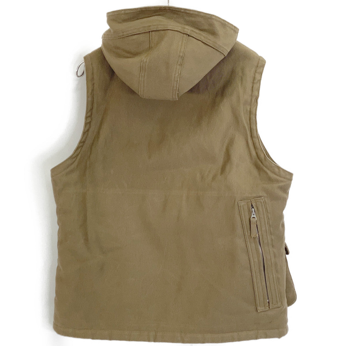 FREEWHEELERS Khaki Zip-Up Alpaca Vest Hoodie Coat