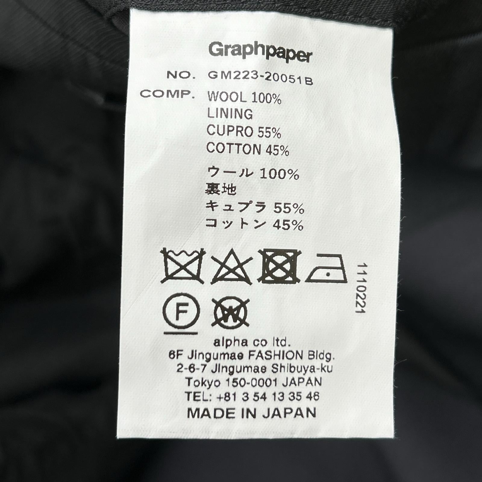 Graphpaper GM223-20051B/GM223-40052B Dark Gray Scale Off Wool Tailored Jacket Pants Set-up Suit