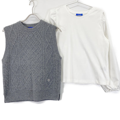 BLUE LABEL CRESTBRIDGE ブルーレーベルクレストブリッジ 25年製 グレー×ホワイト ニットベスト付きカットソー トップス