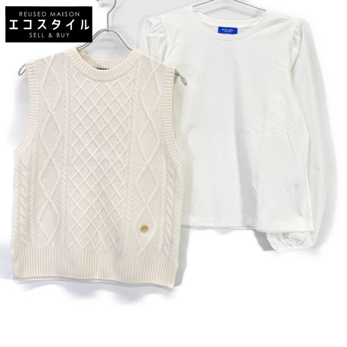 BLUE LABEL CRESTBRIDGE 2025 Ivory x White Knit Vest with Cut and Sew Top 38