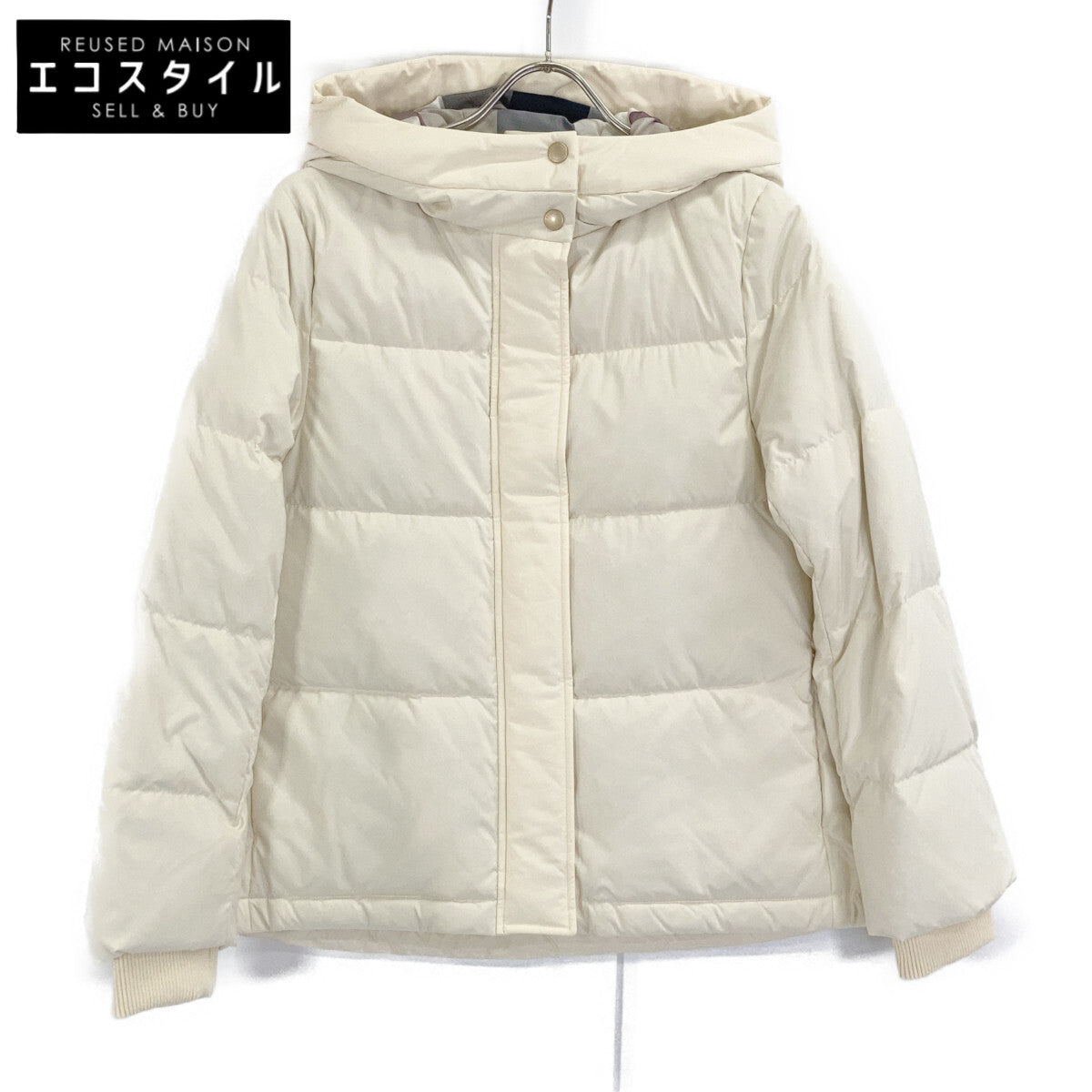 BLUE LABEL CRESTBRIDGE ブルーレーベルクレストブリッジ 24年製 アイボリー ハイマルチピーチタフタショートダウン ジャケット