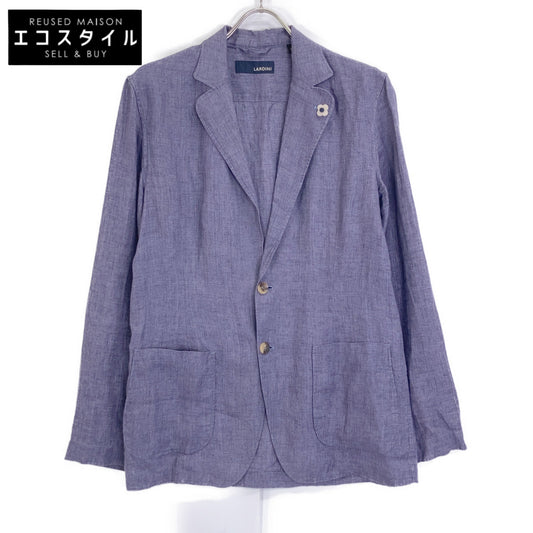LARDINI ラルディーニ ブルー リネン100 ブートニエール付き 2Bテーラードジャケット ジャケット