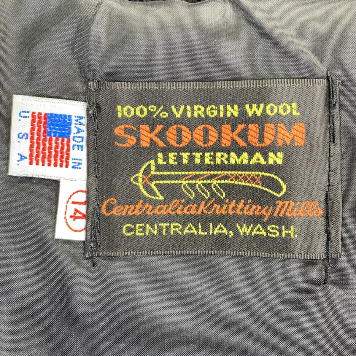 SKOOKUM スクーカム ブラック ウール×レザー 切り替え スタジャン ジャケット