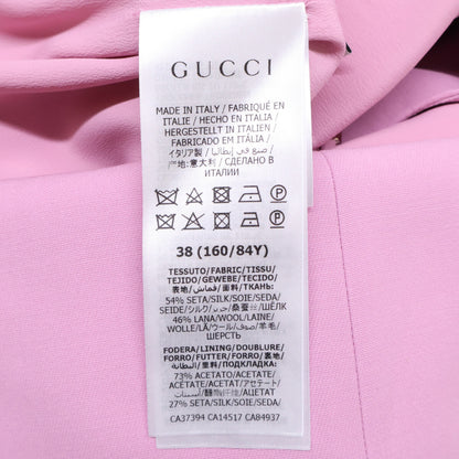 GUCCI 古驰 626851 粉色 羊毛 丝绸 无袖 绉纱连衣裙