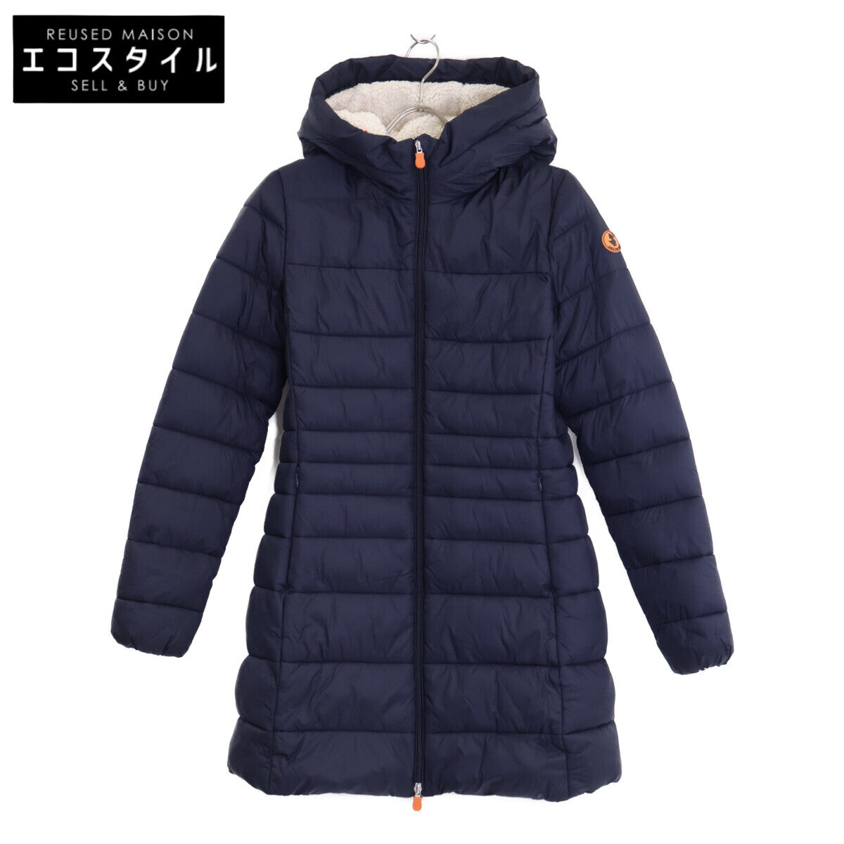 SAVE THE DUCK navy Ultra Light Jacket fleece-hood padded coat coat