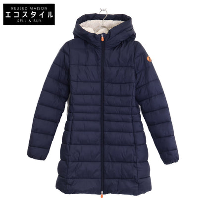 SAVE THE DUCK navy Ultra Light Jacket fleece-hood padded coat coat