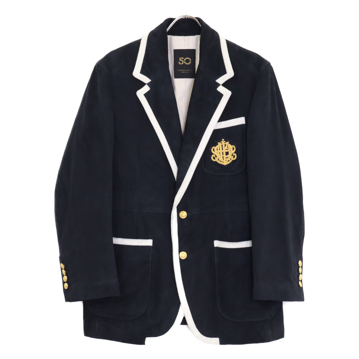 Cinquanta Ships 50th-anniversary exclusive black goat suede piped blazer jacket