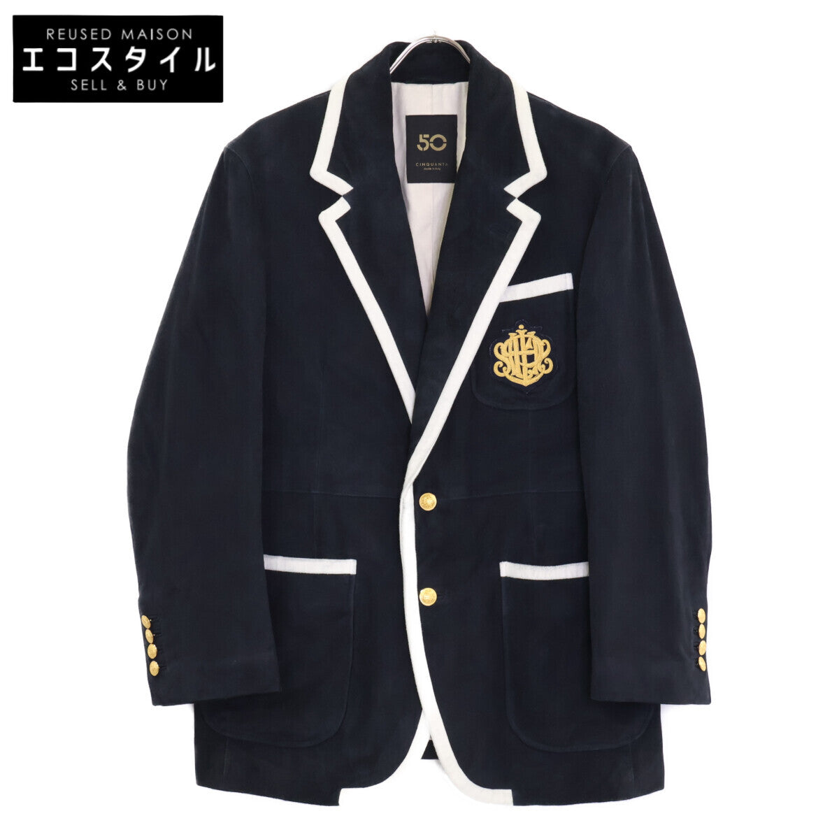 Cinquanta Ships 50th-anniversary exclusive black goat suede piped blazer jacket