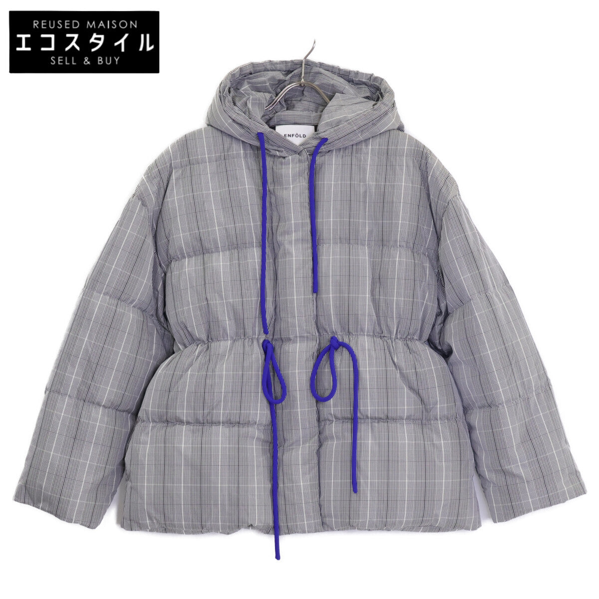 ENFOLD 300GA130-2800 23AW Gray MINIMAL DOWN-JACKET Drawstring Hooded Down Jacket 36