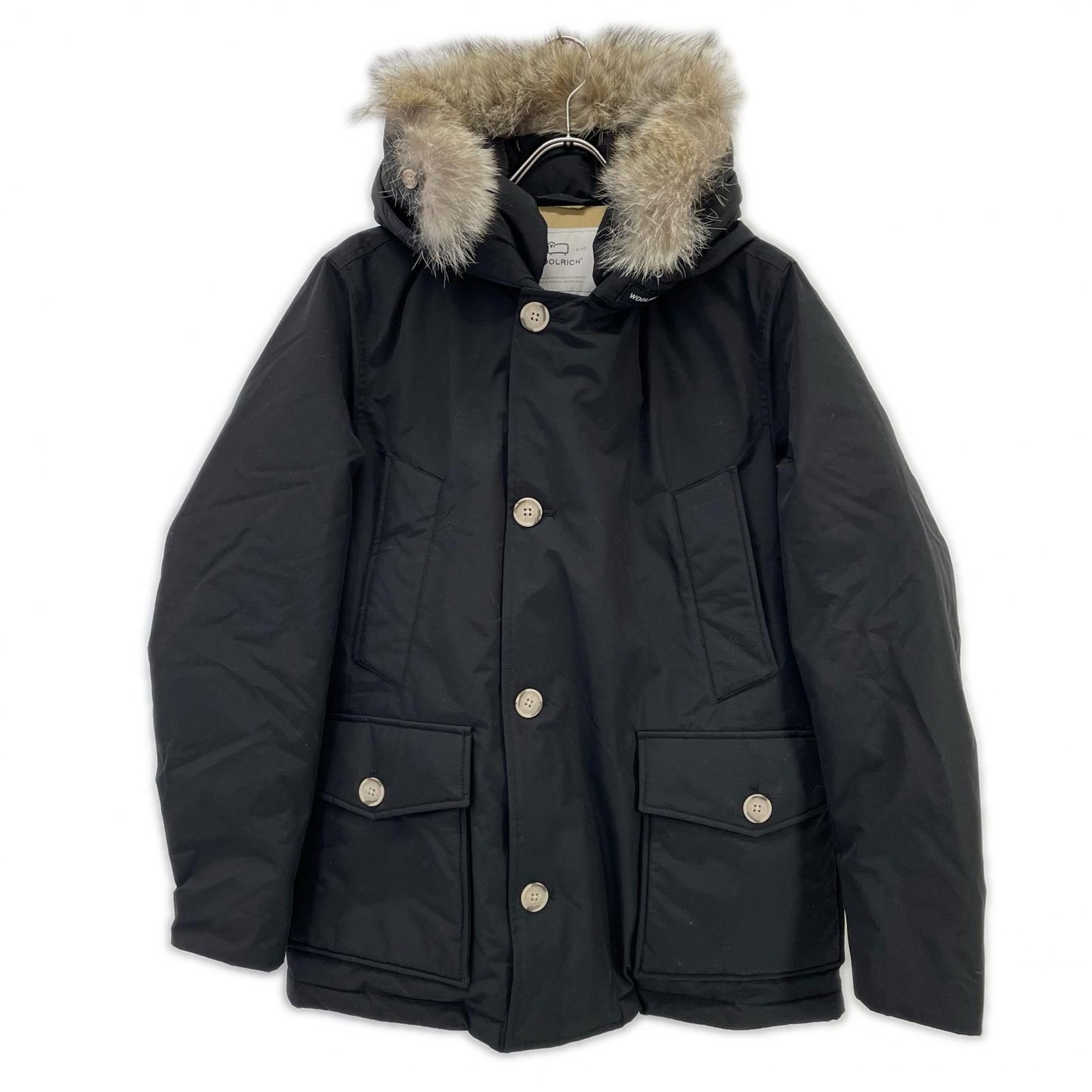 WOOLRICH 乌尔里希 WOOU0484 25AW 黑色 短款北极派克大衣/SHORT ARCTIC PARKA 带毛领羽绒服 夹克 S