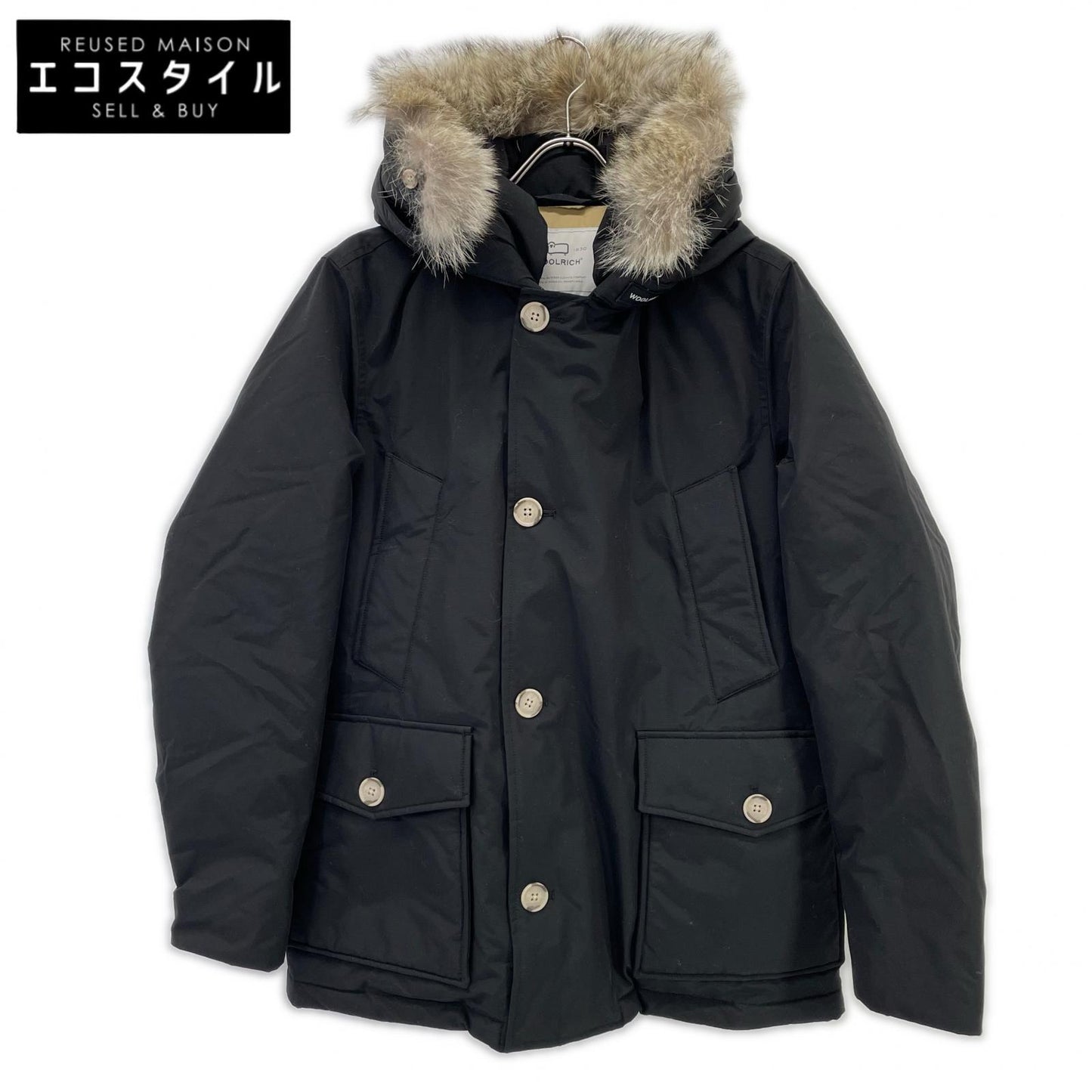 WOOLRICH 乌尔里希 WOOU0484 25AW 黑色 短款北极派克大衣/SHORT ARCTIC PARKA 带毛领羽绒服 夹克 S