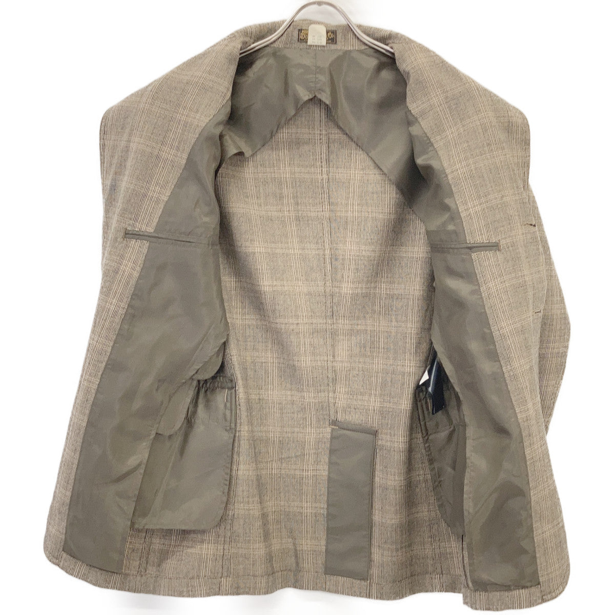 RRL ダブルアールエル 782959749001 グレージュ ウール センターベント グレンチェック 4Bテーラードジャケット ジャケット