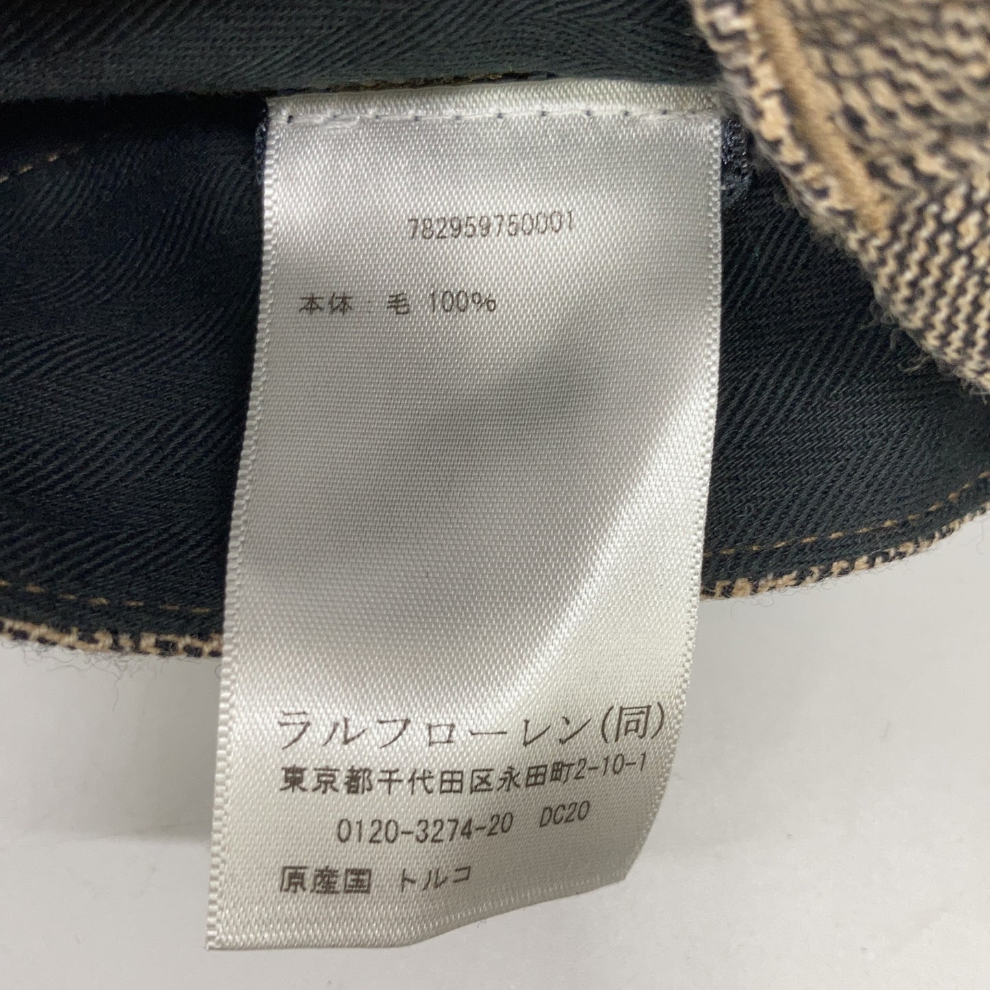RRL 双RL 782959750001 灰褐色 羊毛 格纹纽扣门襟 中缝 锥形西裤 下装