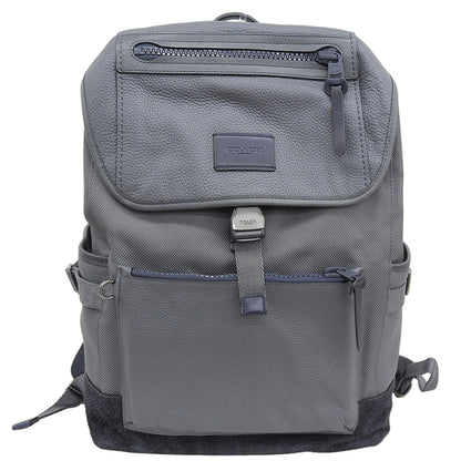 COACH コーチ 美品 マンハッタン レザー×スエード バック パック リュック デイパック メンズ グレー 86735