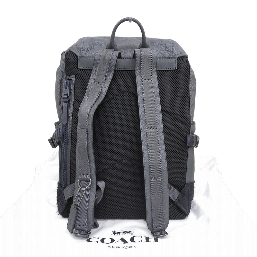 COACH コーチ 美品 マンハッタン レザー×スエード バック パック リュック デイパック メンズ グレー 86735