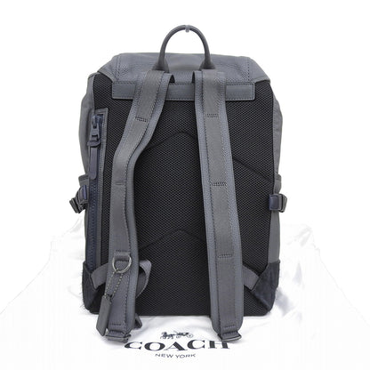 COACH コーチ 美品 マンハッタン レザー×スエード バック パック リュック デイパック メンズ グレー 86735