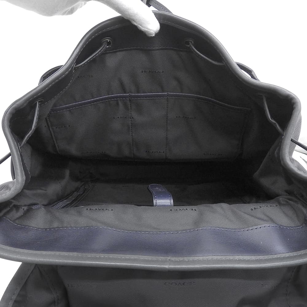 COACH コーチ 美品 マンハッタン レザー×スエード バック パック リュック デイパック メンズ グレー 86735