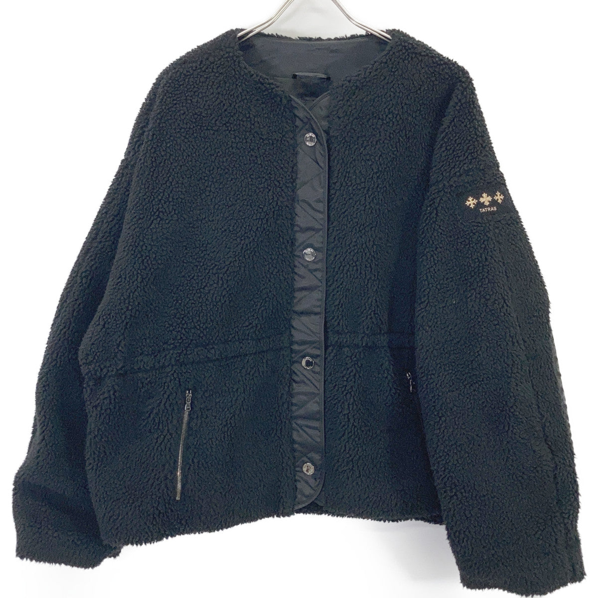 TATRAS 24AW LTAT24A4042-L ANNABELLA Black Collarless Boa Jacket 03