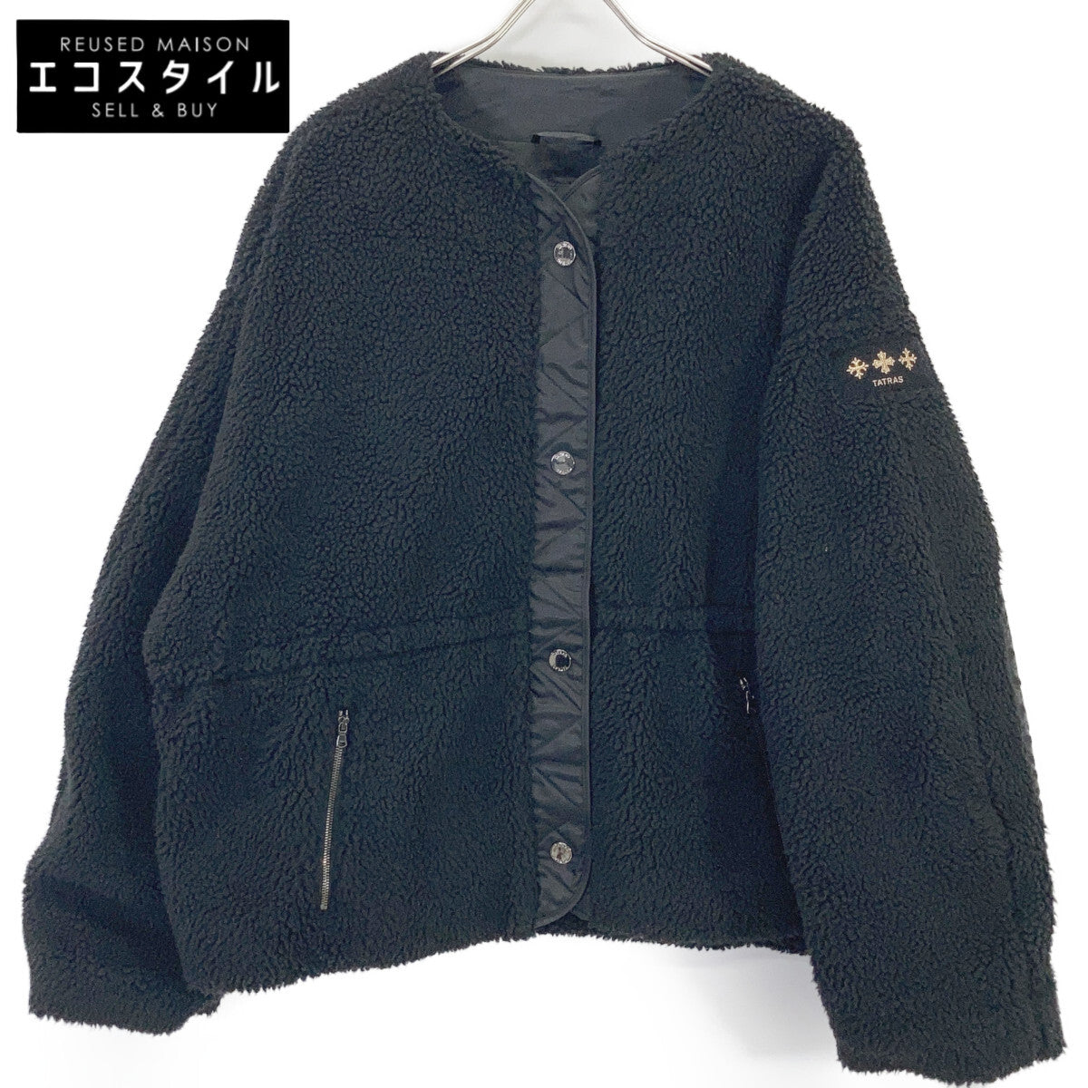 TATRAS 24AW LTAT24A4042-L ANNABELLA Black Collarless Boa Jacket 03