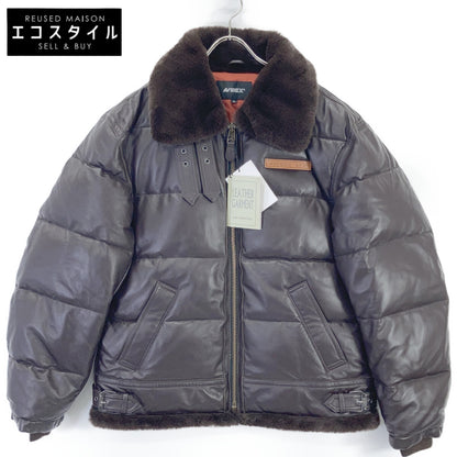 AVIREX 783-3250066 Dark Brown Sheepskin B-3 Leather Flight Down Jacket XL Men's
