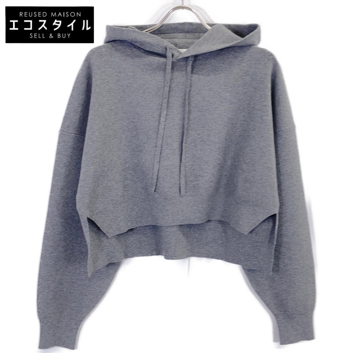ENFOLD エンフォルド 25AW 300IA170-1861 グレー レーヨン混 CROPPED HOODED PULLOVER/クロップドフーディ トップス