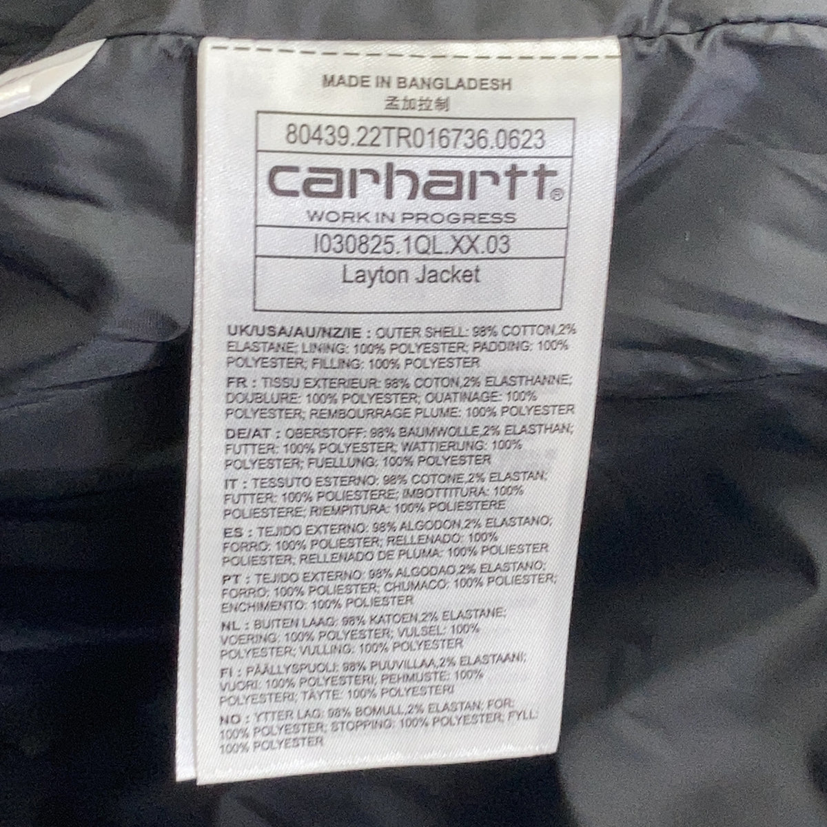 carhartt カーハート i030825-1qlxx Brown Corduroy Layton Jacket Zip-Up Insulated Jacket Jacket