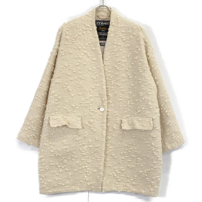 JOURNAL STANDARD L'ESSAGE Ivory Tweed 1-Button Cocoon Middle Coat F