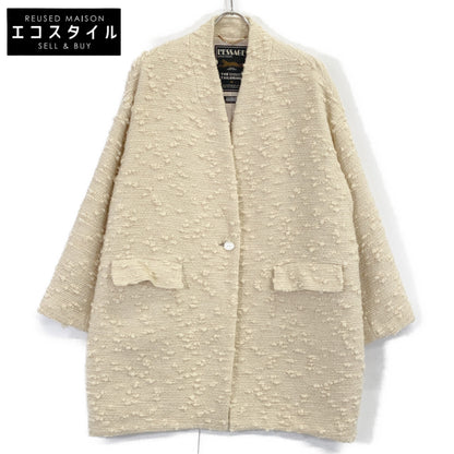 JOURNAL STANDARD L'ESSAGE Ivory Tweed 1-Button Cocoon Middle Coat F
