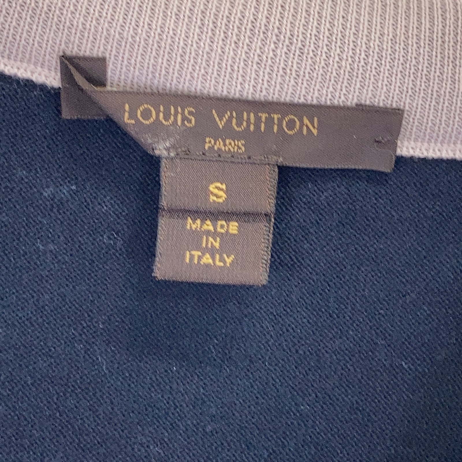 LOUIS VUITTON RW111W WSKC03MXI Navy x Gray Cotton Scarf Design Border Knit Cardigan Top
