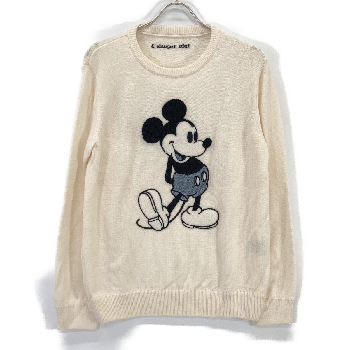 1piu1uguale3 ウノピゥウノウグァーレトレ 【×DISNEY】MRK220-WOL102 オフホワイト MICKEY MOUSE SWEATER ミッキーマウスニット トップス
