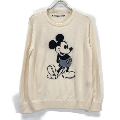 1piu1uguale3 ウノピゥウノウグァーレトレ 【×DISNEY】MRK220-WOL102 オフホワイト MICKEY MOUSE SWEATER ミッキーマウスニット トップス