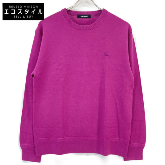 MRK280-WOL167 Pink Wool Crew Knit Embroidered Crew Neck Knit Top IV Men's