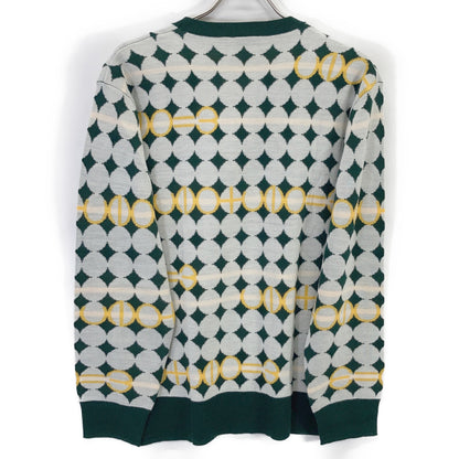 1piu1uguale3 ウノピゥウノウグァーレトレ 【GOLF】GRK067-WOA017 グリーン G.CREWKNIT GOLF BALL 総柄クルーネックニット トップス
