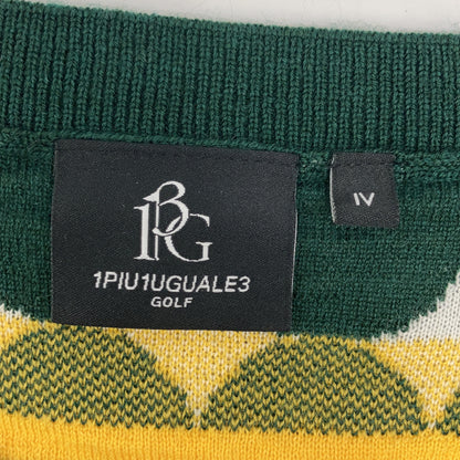 1piu1uguale3 ウノピゥウノウグァーレトレ 【GOLF】GRK067-WOA017 グリーン G.CREWKNIT GOLF BALL 総柄クルーネックニット トップス