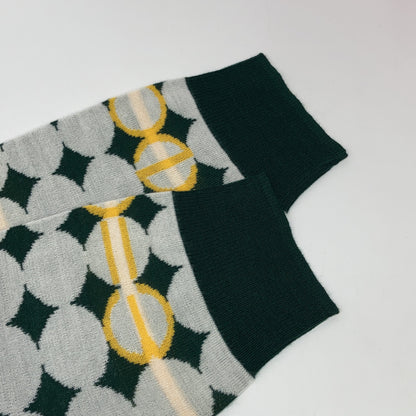 1piu1uguale3 ウノピゥウノウグァーレトレ 【GOLF】GRK067-WOA017 グリーン G.CREWKNIT GOLF BALL 総柄クルーネックニット トップス