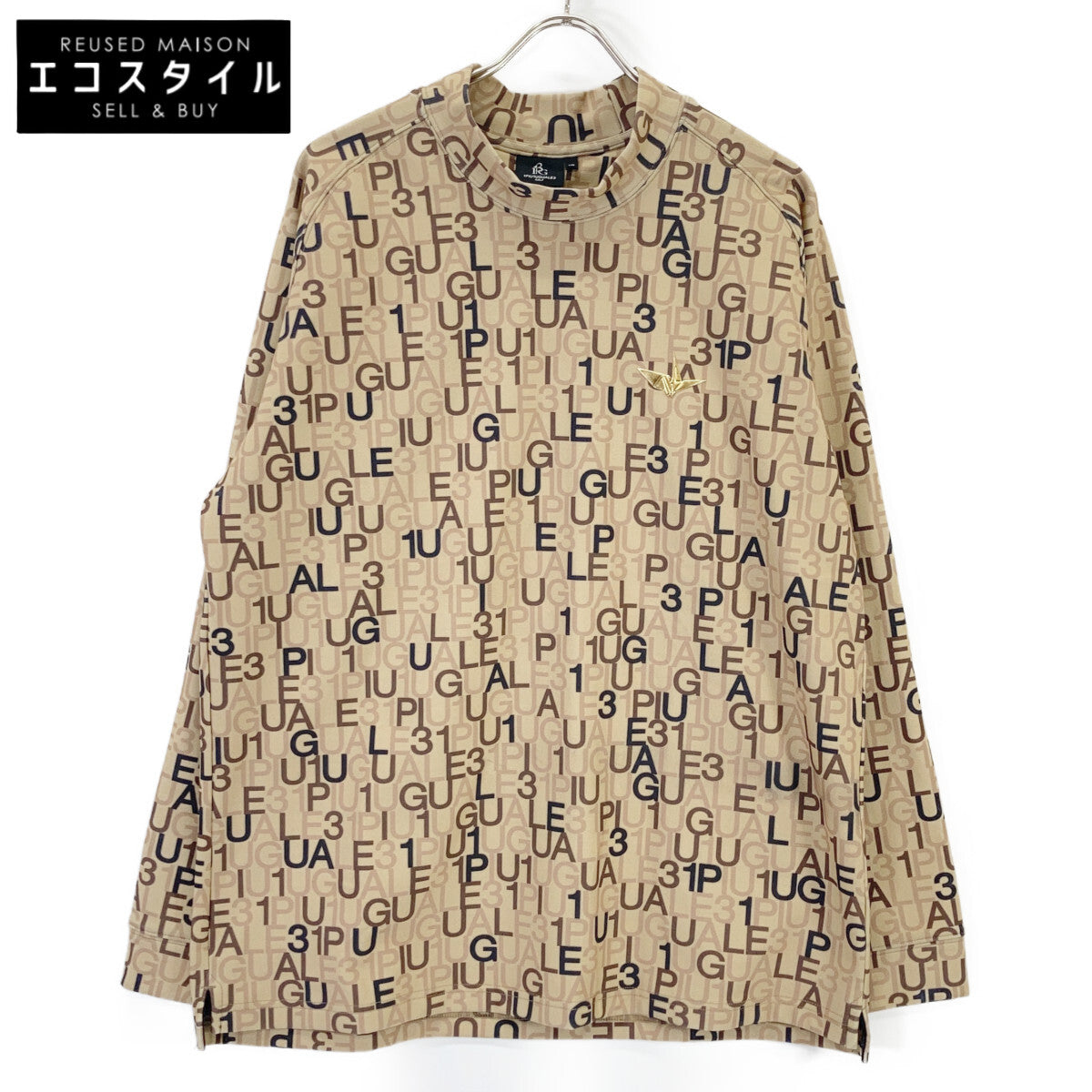 1piu1uguale3 Uno Piu Uno Uguale Tre 【高尔夫】GRT234-POE519 棕色 L/S MOCK NECK LOGO 全印花高领长袖T恤 上衣