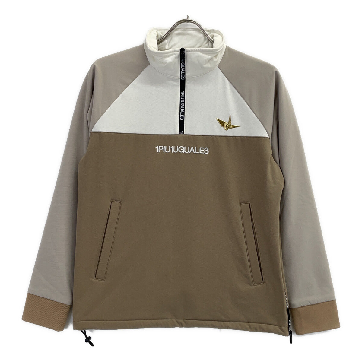1piu1uguale3 ウノピゥウノウグァーレトレ 【GOLF】ベージュ 4WAY ストレッチハーフジップ 裏起毛バイカラープルオーバー トップス