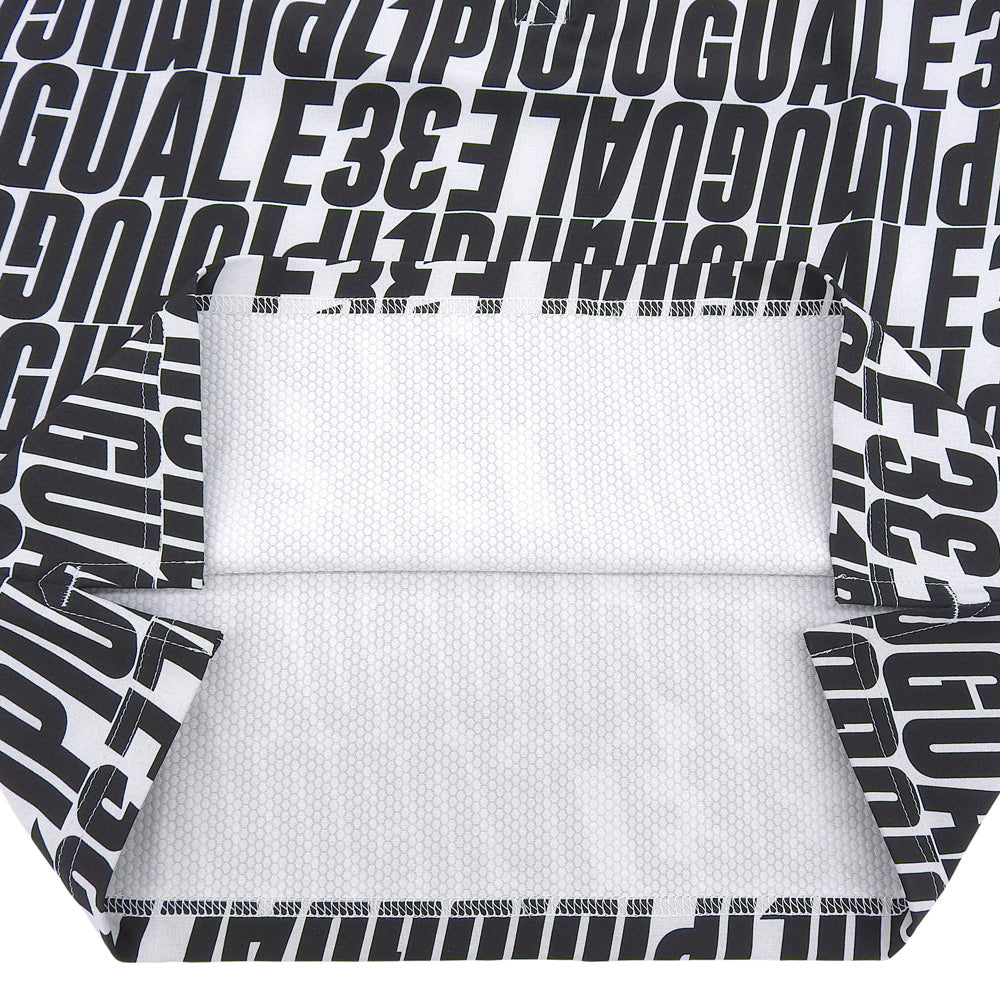 1piu1uguale3 ウノピゥウノウグァーレトレ GOLF L/S POLO DIAGONAL FULL LOGO 総柄 長袖ポロシャツ トップス 白×黒 II GST166-POE438 トップス II