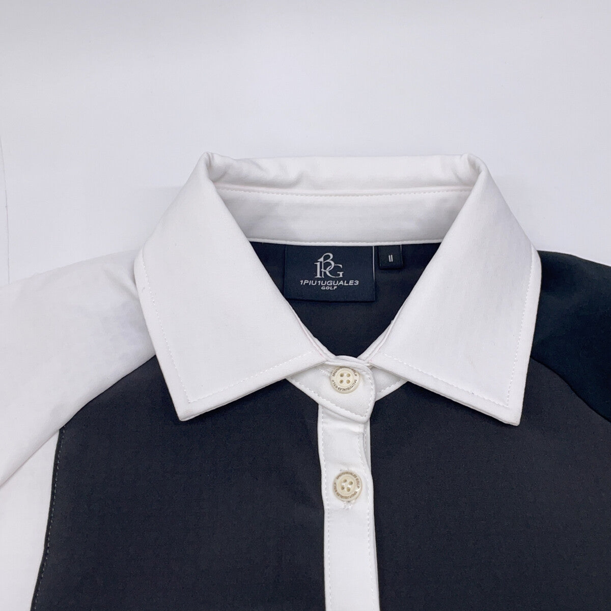 1piu1uguale3 Uno Piu Uno Uguale Tre 【GOLF】GST164-POE437 黑白条纹拼接POLO衫 L/S 弹力长袖POLO衫 上衣 II