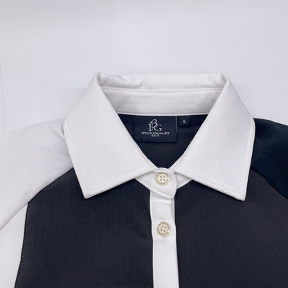 1piu1uguale3 Uno Piu Uno Uguale Tre 【GOLF】GST164-POE437 黑白条纹拼接POLO衫 L/S 弹力长袖POLO衫 上衣 II