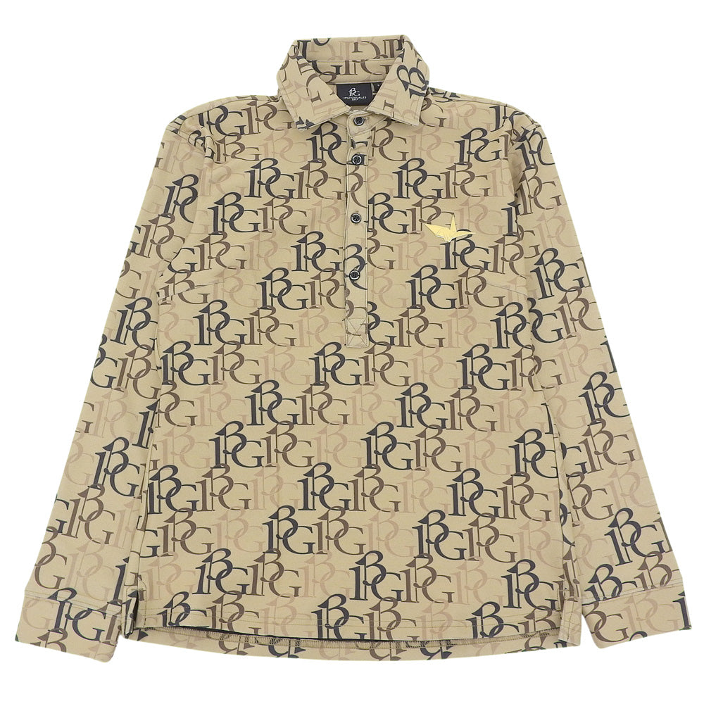 1PIU1UGUALE3 GOLF All-over Logo Long Sleeve Polo Shirt Tops Men's Brown II GST206-POE519 Tops II
