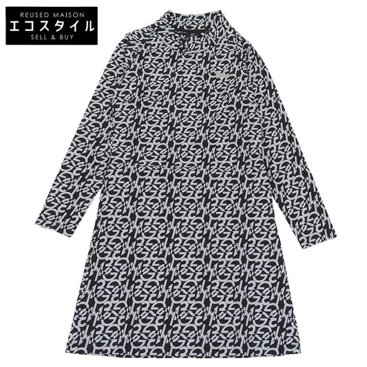 Excellent condition GOLF ONE-PIECE 113G R-FULL LOGO All-Over Print Mock Neck Dress Black x White I GST174-POE438 Dress I Women's