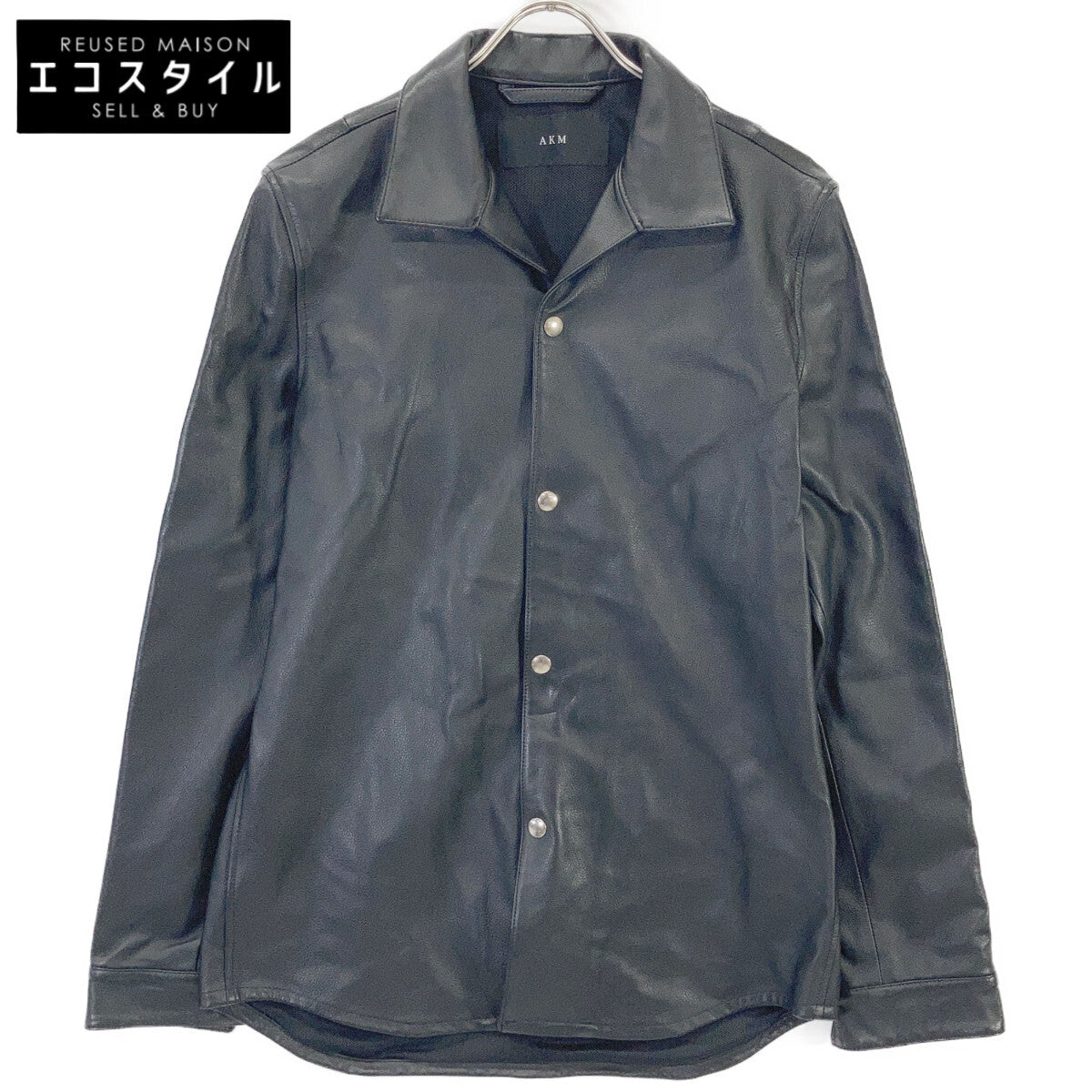 AKM エイケイエム S118 LMB033 21SS ブラック ラムスキン WRINKLE ITALIAN SHIRTS レザーシャツジャケット ジャケット
