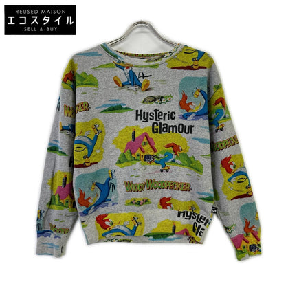 HYSTERIC GLAMOUR ヒステリックグラマー ×WOODY WOODPECKER 0151CS06 グレー コットン 総柄 スウェットプルオーバー トップス