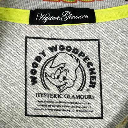HYSTERIC GLAMOUR ヒステリックグラマー ×WOODY WOODPECKER 0151CS06 グレー コットン 総柄 スウェットプルオーバー トップス