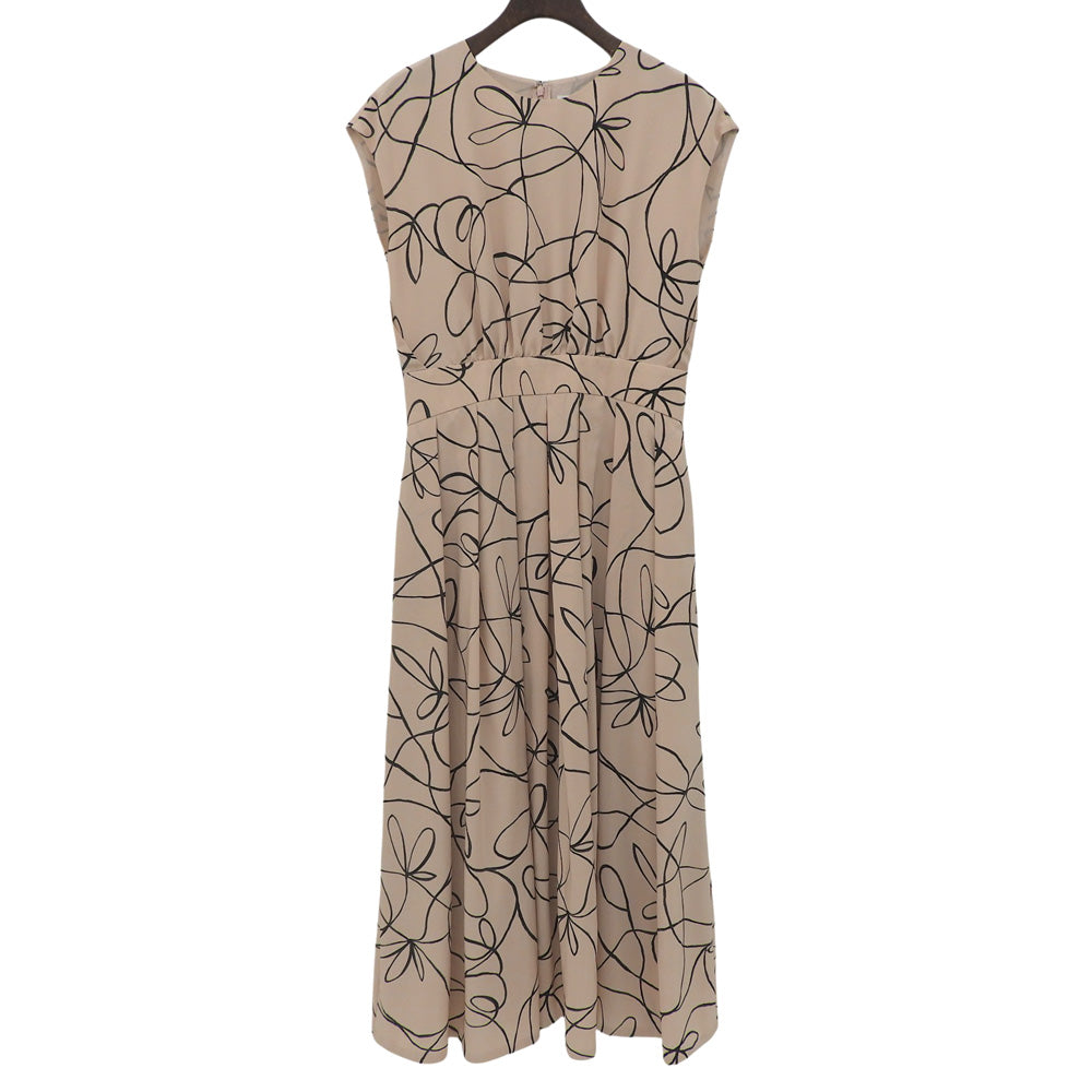 TOMORROWLAND トゥモローランド 美品 ラインプリント ウエストタックワンピース レディース ピンク 36 ワンピース 36