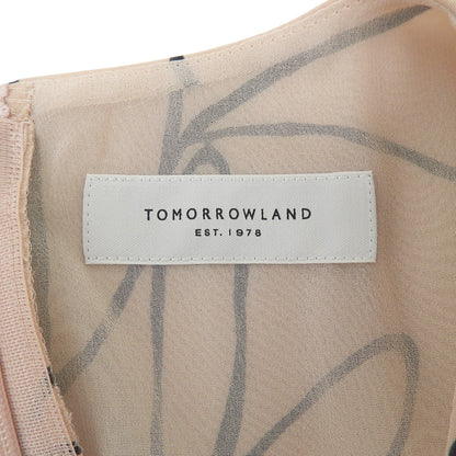 TOMORROWLAND トゥモローランド 美品 ラインプリント ウエストタックワンピース レディース ピンク 36 ワンピース 36