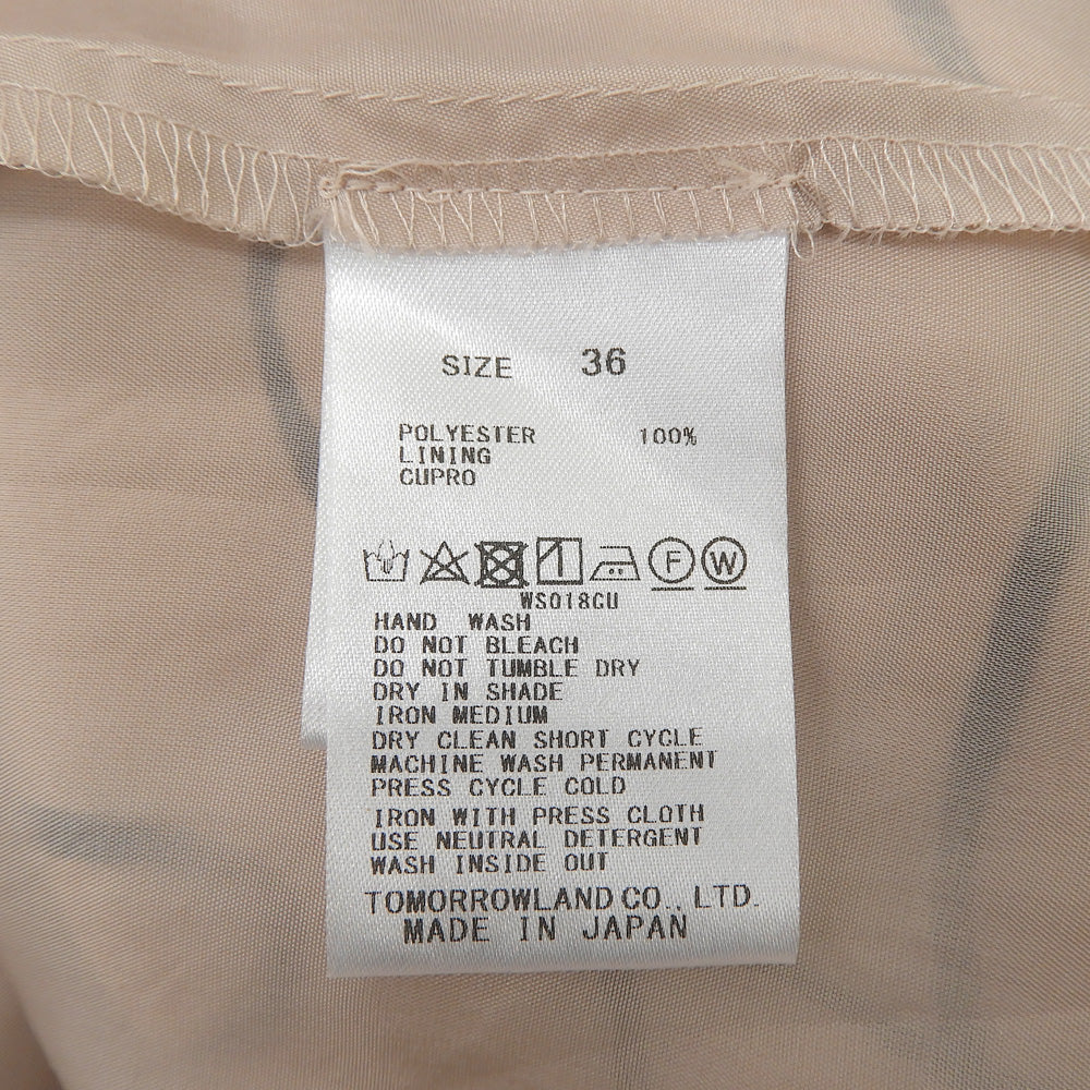 TOMORROWLAND トゥモローランド 美品 ラインプリント ウエストタックワンピース レディース ピンク 36 ワンピース 36